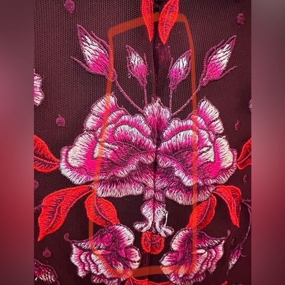 Marchesa Notte Wine Floral Lace Gown - Picture 12 of 16